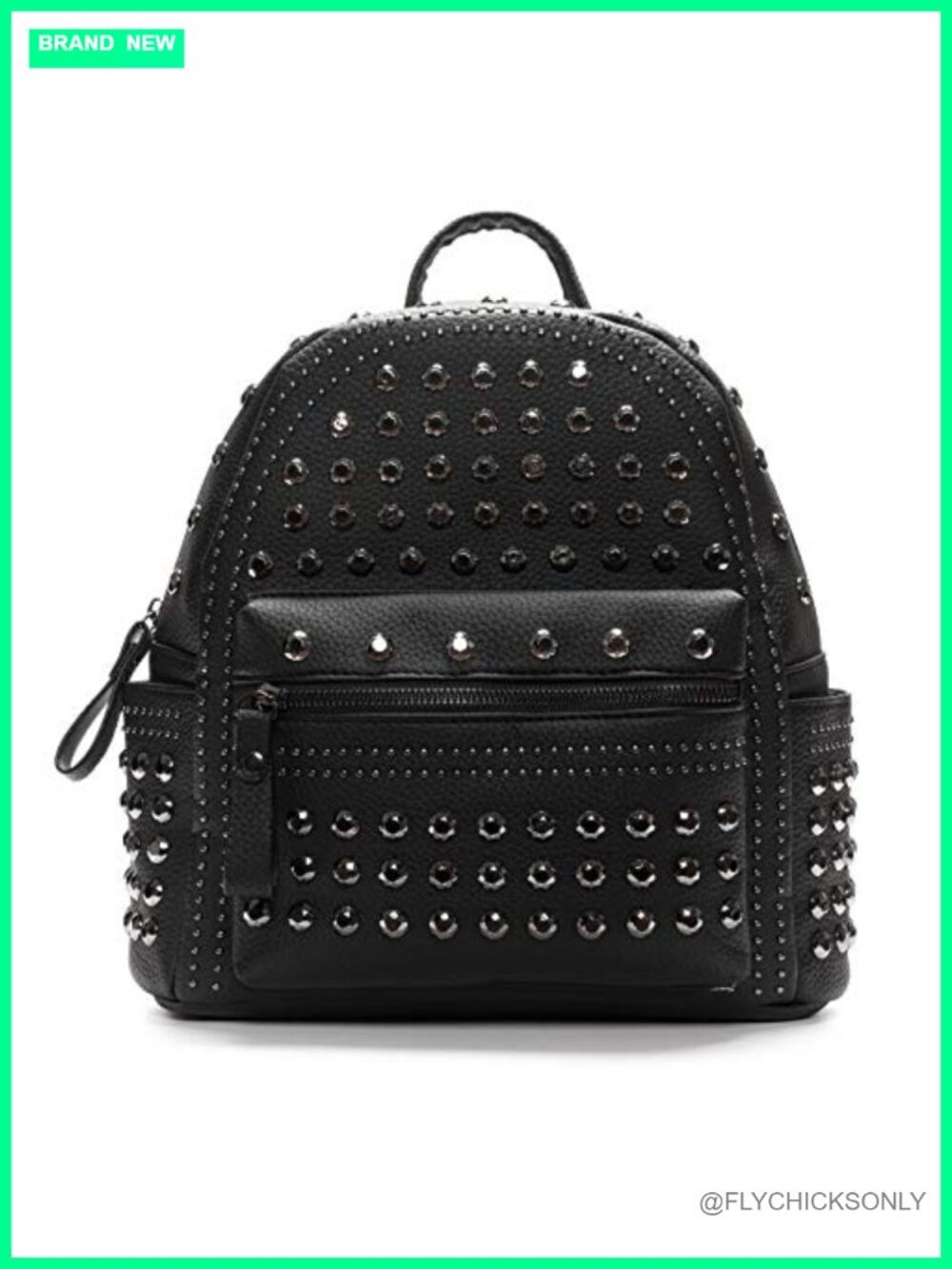 Faux Leather Studded Gothic Rhinestone Motorcycle Biker Backpack Purse